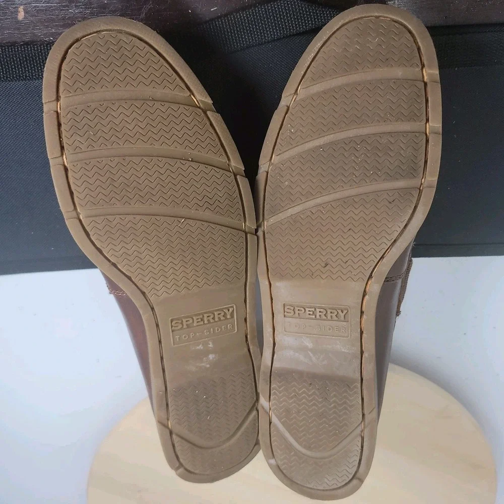 Sperry Top-Sider Leeward 2-Eye Leather Boat Brown Shoes STS18231 Men's Size 9.5